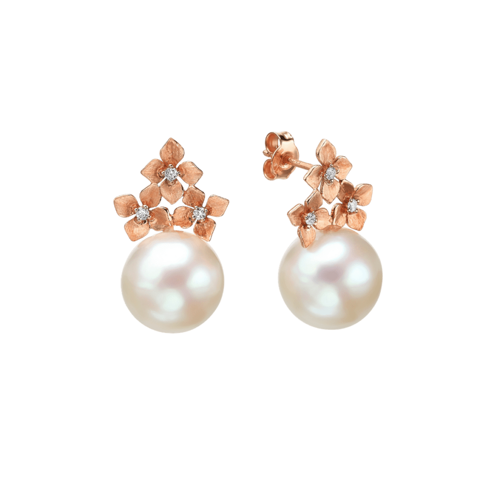 pearl and flower earrings